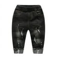 thumbnail image 1 of KIDSCOOL SPACE Baby Boy Elastic Waist Ripped Denim Washed Pants,Black,9-12 Months, 1 of 6