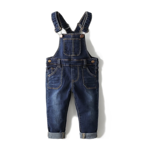 KIDSCOOL SPACE Baby Boy Girl Jean Overalls,Toddler Slim Cute Denim Jumper,4-5 Years