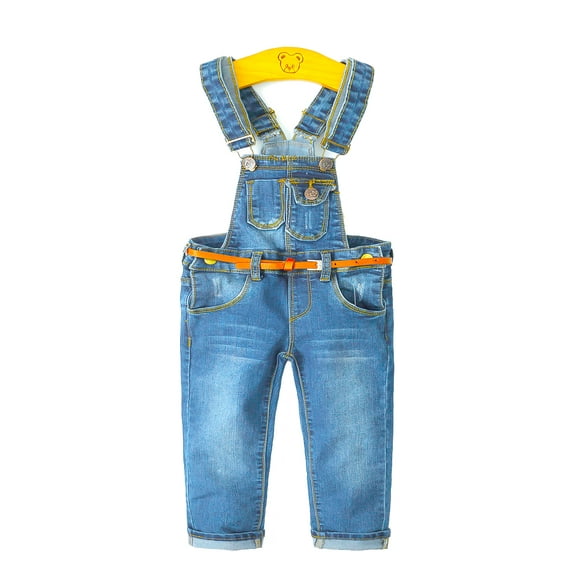 KIDSCOOL SPACE Baby Boy Girl Jean Overalls,Toddler Slim Cute Denim Jumper,Blue,18-24 Months