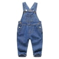 thumbnail image 1 of KIDSCOOL Toddler Baby Denim Overalls Classic Gingham Lined Jean Bib Romper, 12-18 Months, 1 of 7