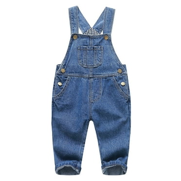 KIDSCOOL SPACE Baby Boy Girl Ripped Denim Cute Workwear,Fashionable Kids Jean Overalls, 2-3 Years