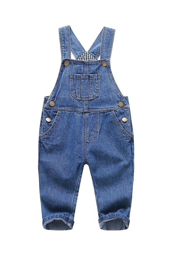 KIDSCOOL SPACE Baby Boy Girl Ripped Denim Cute Workwear,Fashionable Kids Jean Overalls, 3-4 Years
