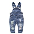 thumbnail image 1 of KIDSCOOL Toddler Baby Denim Overalls Ripped Holes Jean Bib Romper Jumpsuit, 2-3 Years, 1 of 8