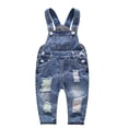 thumbnail image 1 of KIDSCOOL SPACE Baby Boy Girl Jumpsuit, Ripped Denim Cute Unisex Workwear Overalls, 2-3 Years, 1 of 8