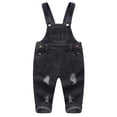 thumbnail image 1 of KIDSCOOL SPACE Baby Boy Girl Ripped Denim Cute Workwear Jean Overalls,Black,18-24 Months, 1 of 8