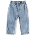 thumbnail image 1 of KIDSCOOL SPACE Baby Boy Jeans,Simple Design D Ring Elastic Waist Denim Pants,Light Blue,12-18 Months, 1 of 6