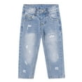 thumbnail image 1 of KIDSCOOL SPACE Baby Boy Jeans,Soft Ripped Denim Elastic Band Inside Pants,Light Blue,9-12 Months, 1 of 8