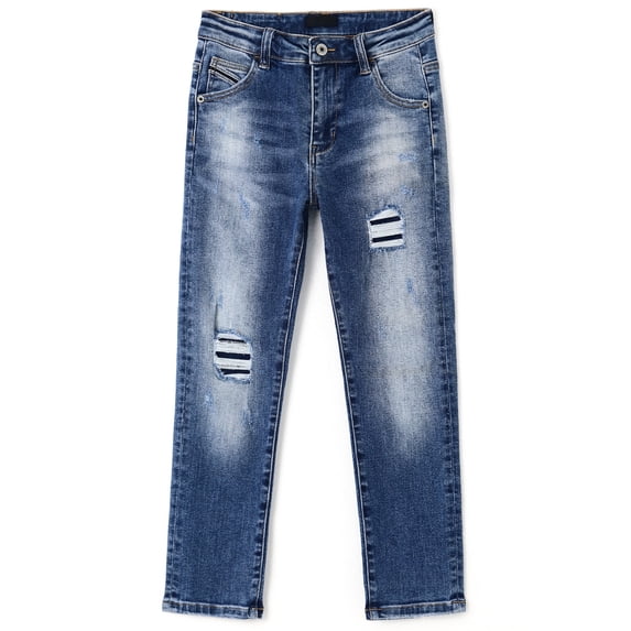 KIDSCOOL SPACE Little Boys Girls Jeans,Ripped Denim Soft Cute Pants,3-4 Years