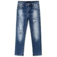 thumbnail image 1 of KIDSCOOL SPACE Little Boys Girls Jeans,Ripped Denim Soft Cute Pants,6-7 Years, 1 of 7