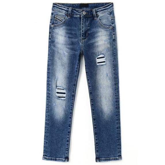 KIDSCOOL SPACE Little Boys Girls Jeans,Ripped Denim Soft Cute Pants,6-7 Years