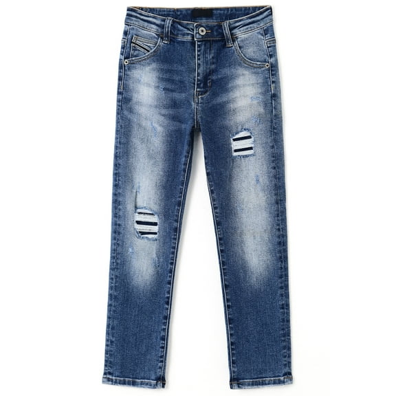 KIDSCOOL SPACE Little Boys Girls Jeans,Ripped Denim Soft Cute Pants,7-8 Years