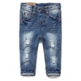 thumbnail image 1 of KIDSCOOL SPACE Baby Boys Girls Little Kid Elastic Ripped Jeans StoneWashed Pants,9-12 Months, 1 of 8
