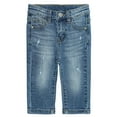 thumbnail image 1 of KIDSCOOL SPACE Baby Boys Jeans,Elastic Band Inside Ripped Washed Soft Slim Cotton Denim Pants,Blue,12-18 Months, 1 of 5