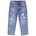 thumbnail image 1 of KIDSCOOL SPACE Baby Boys Jeans,Elastic Band Inside Straight Fit Ripped Denim Pants,Light Blue,12-18 Months, 1 of 6