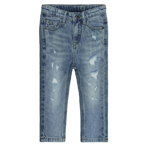 KIDSCOOL SPACE Baby Boys Jeans,Elastic Band Inside Straight Fit Ripped Denim Pants,Light Blue,2-3 Years