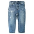 thumbnail image 1 of KIDSCOOL SPACE Baby Boys Jeans,Girls Elastic Waist Adjustable Ripped Holes Denim Pants,Light Blue,2-3 Years, 1 of 6