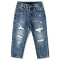 thumbnail image 1 of KIDSCOOL SPACE Baby Boys Jeans,Little Boy Elastic Band Inside Ripped Washed Soft Cotton Denim Pants,18-24 Months, 1 of 7