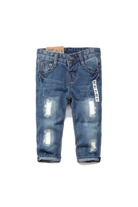 Baby Boys Little Kid Elastic Ripped Jean StoneWashed Pants,Blue,2-3 Years