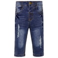thumbnail image 1 of KIDSCOOL SPACE Baby Boys Little Kid Elastic Ripped Jeans StoneWashed Pants,3-4 Years, 1 of 7