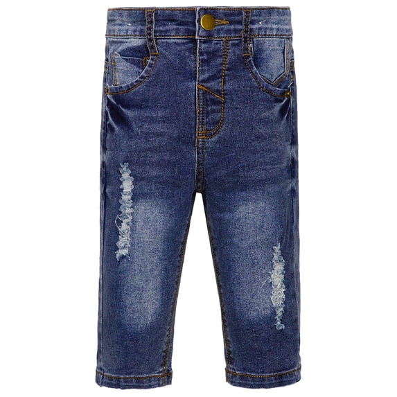 KIDSCOOL SPACE Baby Boys Little Kid Elastic Ripped Jeans StoneWashed Pants,6-7 Years