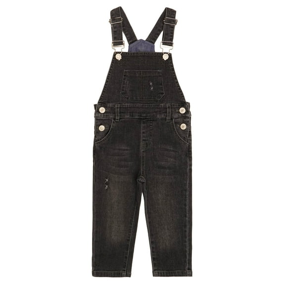 KIDSCOOL SPACE Baby Boys Slim Fit Jeans,Ripped Big Bib Pocket Fashion Denim Overalls,Grey,2-3 Years