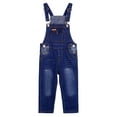 thumbnail image 1 of KIDSCOOL SPACE Baby Boys Slim Fit Jeans,Toddler Ripped Bib Pocket Fashion Denim Overalls,Deep Blue,2-3 Years, 1 of 7