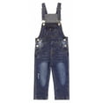 thumbnail image 1 of KIDSCOOL SPACE Baby Boys Slim Fit Jeans,Toddler Ripped Bib Pocket Fashion Denim Overalls,Mid Blue,18-24 Months, 1 of 7