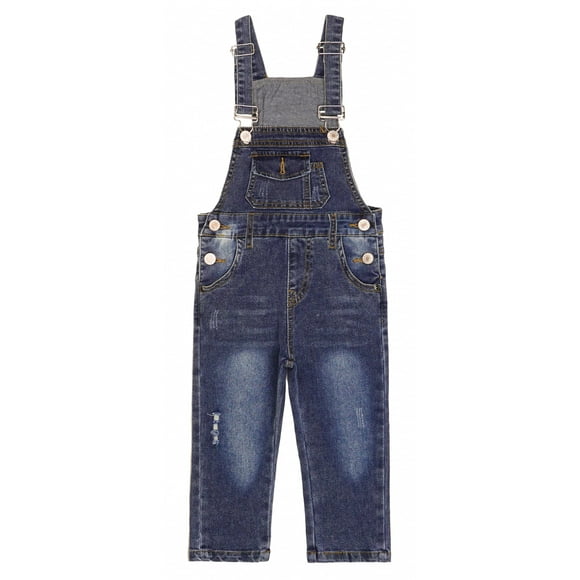 Baby Boys Slim Fit Jeans,Toddler Ripped Bib Pocket Fashion Denim Overalls,Mid Blue,6-9 Months