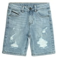 thumbnail image 1 of KIDSCOOL SPACE Baby Boys Summer Denim Shorts, Ripped Soft Elastic Band Inside Half Jean Pants,Light Blue,3-4 Years, 1 of 7