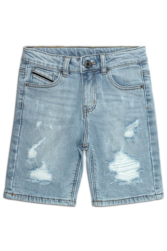 Baby Boys Summer Denim Shorts, Ripped Soft Elastic Band Inside Half Jean Pants,Light Blue,6-7 Years