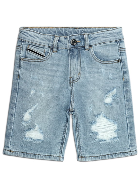 Baby Boys Summer Denim Shorts, Ripped Soft Elastic Band Inside Half Jean Pants,Light Blue,6-7 Years