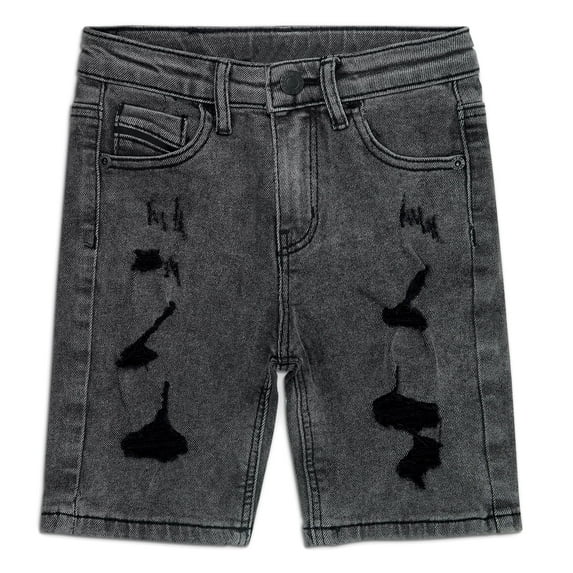 KIDSCOOL SPACE Baby Boys Summer Denim Shorts, Ripped Soft Elastic Band Inside Half Jean Pants,Black,9-12 Months