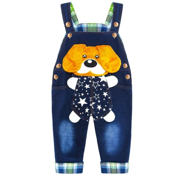 KIDSCOOL SPACE Baby Cotton 3D Cartoon Soft Knitted Jeans Overalls 4T