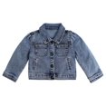 thumbnail image 1 of KIDSCOOL SPACE Baby Denim Jacket,Little Toddler Kids Simple Design Stretch Jean Coat,Light Blue,2-3 Years, 1 of 6