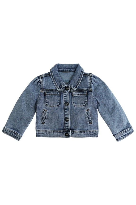 Baby Denim Jacket,Little Toddler Kids Simple Design Stretch Jean Coat,Light Blue,12-18 Months