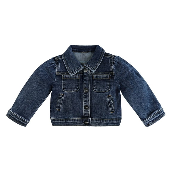 KIDSCOOL SPACE Baby Denim Jacket,Little Toddler Kids Simple Design Stretch Jean Coat,Light Blue,12-18 Months