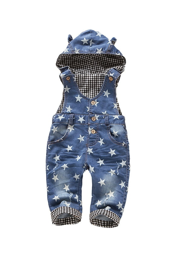Baby Denim Overall,Hooded Little Kid Jean Jumper,Light Blue,3-4 Years