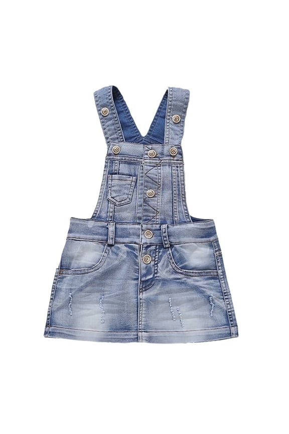 Baby Denim Overalls Dress,Little Girls Jean Jumper,Light Blue,12-18 Months