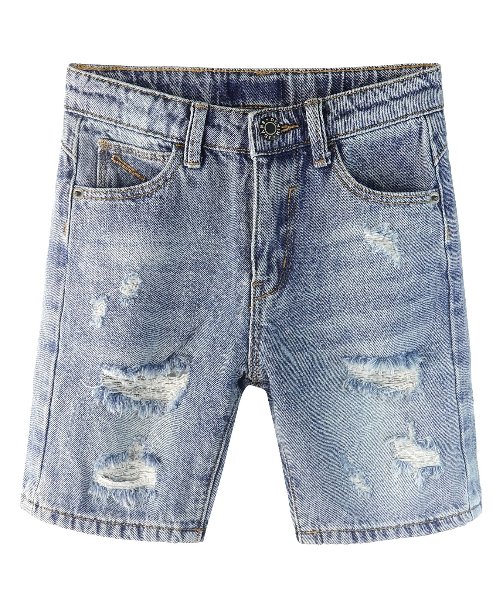 Babyhug Washed Denim Mid Thigh Shorts With Stretch - Coral