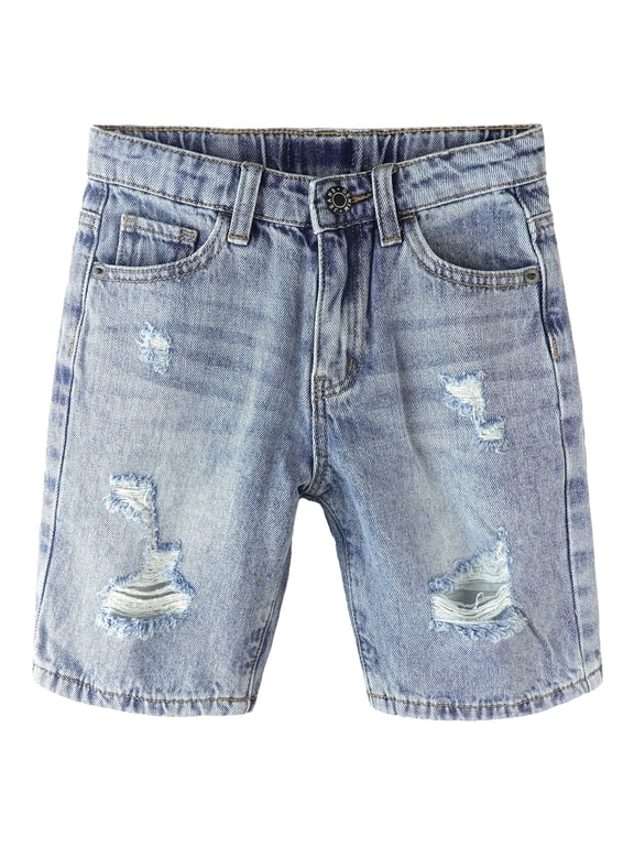 KIDSCOOL Boys Summer Jean 12M-13T Ripped Denim Shorts Half Pants Bottoms, Light Blue, 9-12 Months