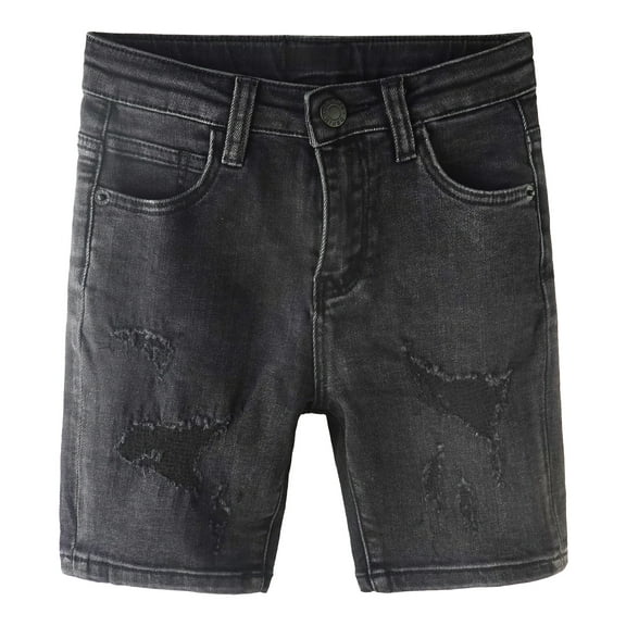 KIDSCOOL SPACE Baby Denim Shorts,Elastic WaistBand Inside Ripped Stretch Summer Half Bottoms,Light Blue, 18-24 Months