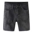 thumbnail image 1 of KIDSCOOL SPACE Baby Denim Shorts,Elastic WaistBand Inside Ripped Stretch Summer Half Bottoms,Black, 4-5 Years, 1 of 7