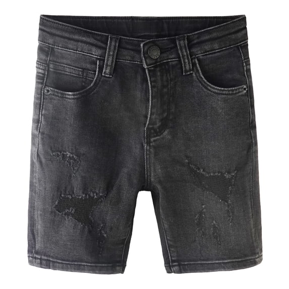 KIDSCOOL SPACE Baby Denim Shorts,Elastic WaistBand Inside Ripped Stretch Summer Half Bottoms,Black, 4-5 Years