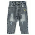 thumbnail image 1 of KIDSCOOL SPACE Baby Elastic Inside Ripped Jeans,Little Toddler Kids Distressed Denim Pants,Blue,4-5 Years, 1 of 7