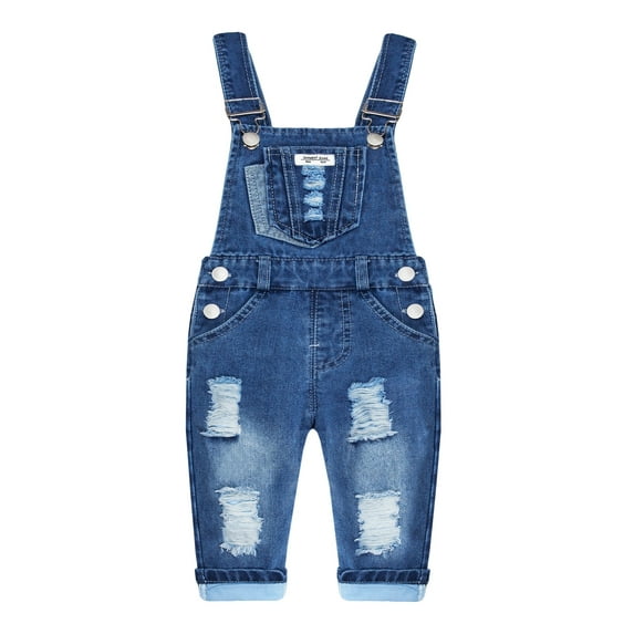 KIDSCOOL SPACE Baby Girl Boy Bib Pocket Jean Overalls,Unisex,6- 12 Months