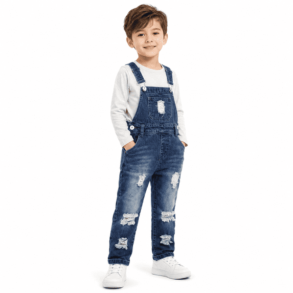 KIDSCOOL SPACE Baby Girl Boy Bib Pocket Jean Overalls,Unisex Workwear,18-24 Months