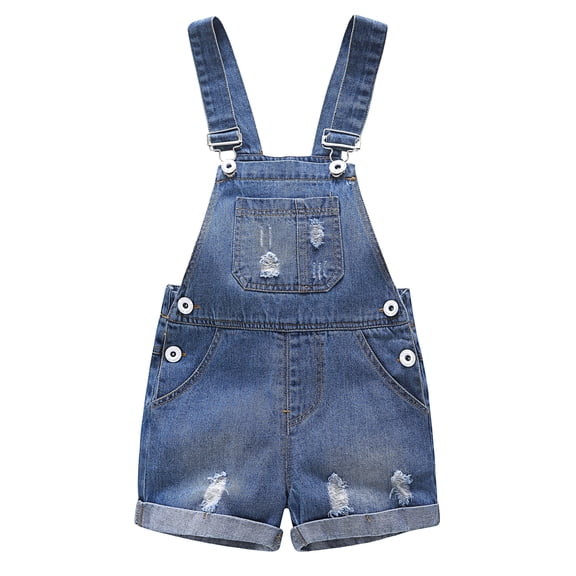 KIDSCOOL SPACE Baby Girl Boy Jean Overalls,Toddler Summer Denim Shortall,Blue,12-18 Months