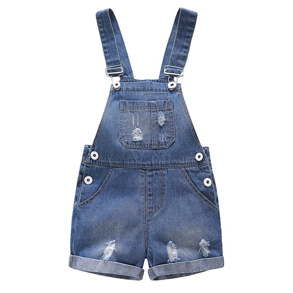 KIDSCOOL SPACE Baby Girl Boy Jean Overalls,Toddler Summer Denim Shortall,Blue,6-12 Months