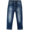 thumbnail image 1 of KIDSCOOL SPACE Baby Girl Boy Jeans,Little Kid Elastic Band Inside Ripped Denim Jeans Pants,Blue,12-18 Months, 1 of 6