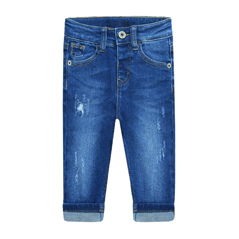 Kidscool Space Baby Girl Boy Jeans Little Kid Elastic Band Inside Ripped Denim Jeans Pants Blue 9 12 Months Infant Unisex Size 6 12 Months